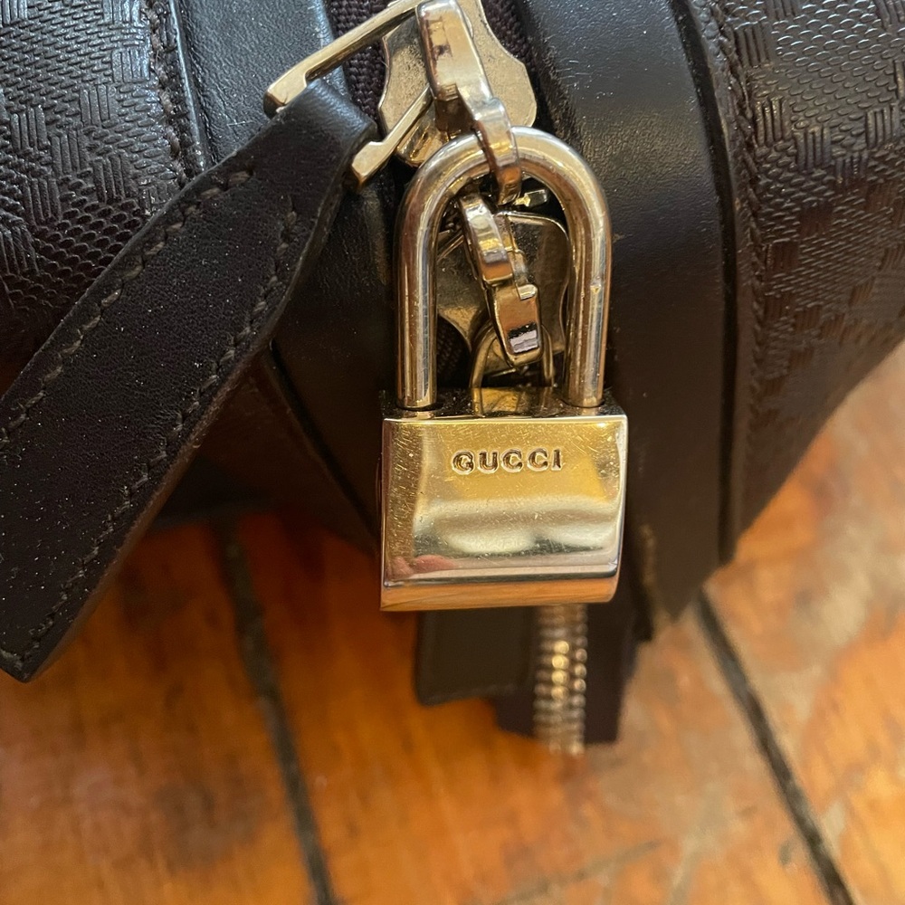 Gucci Diamante Leather Brown Weekender Travel Bag Duffle - Picture 8 of 17